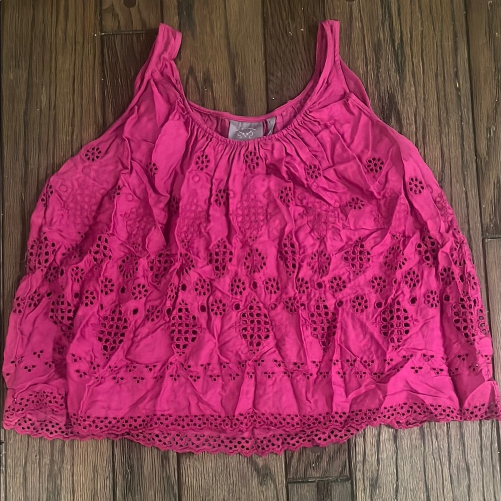 Pink Eyelet Sleeveless Top